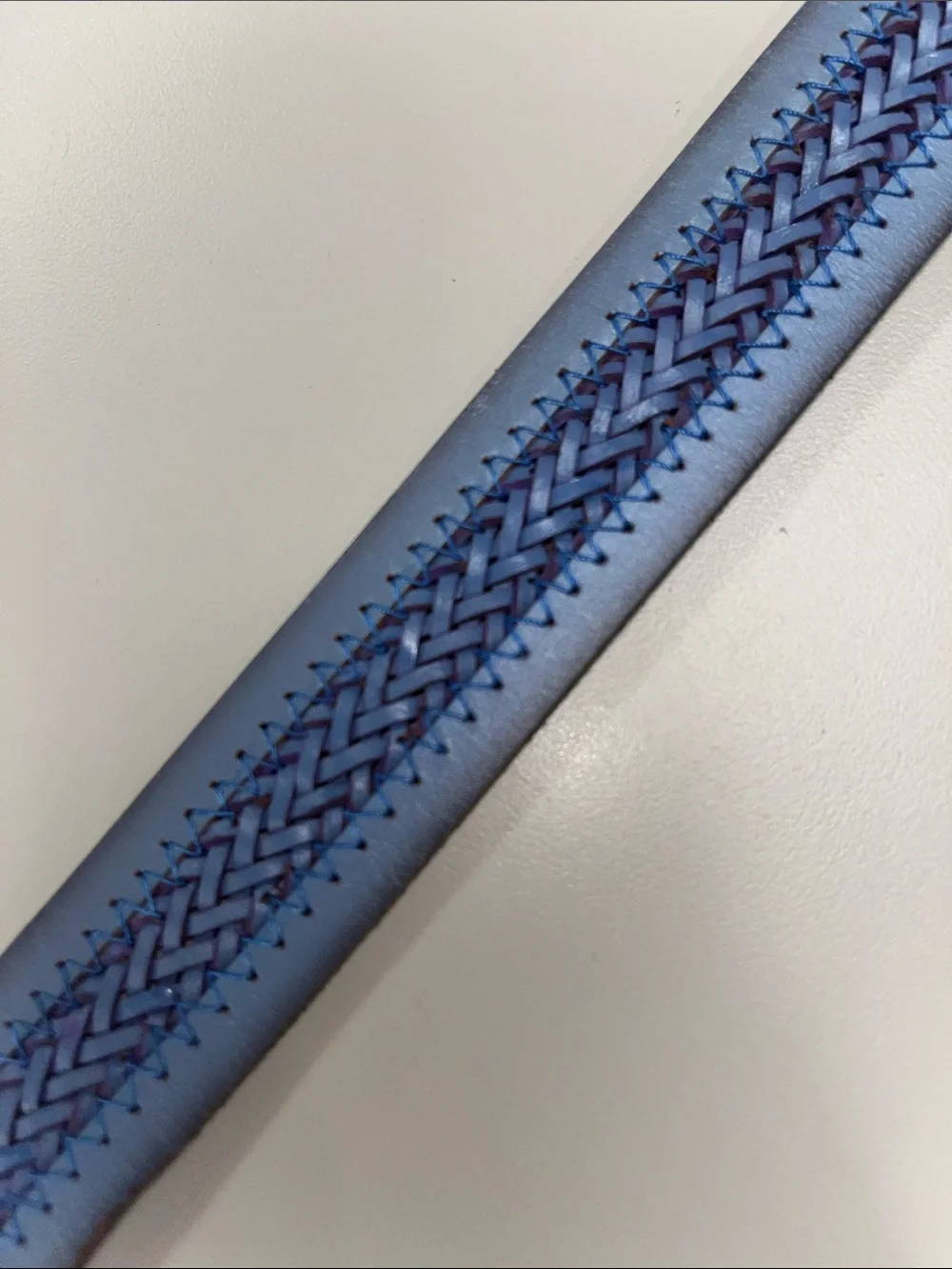 J. Crew Pale Blue Braided Leather Belt with Antique Brass Rings XS/S - Picture 11 of 13